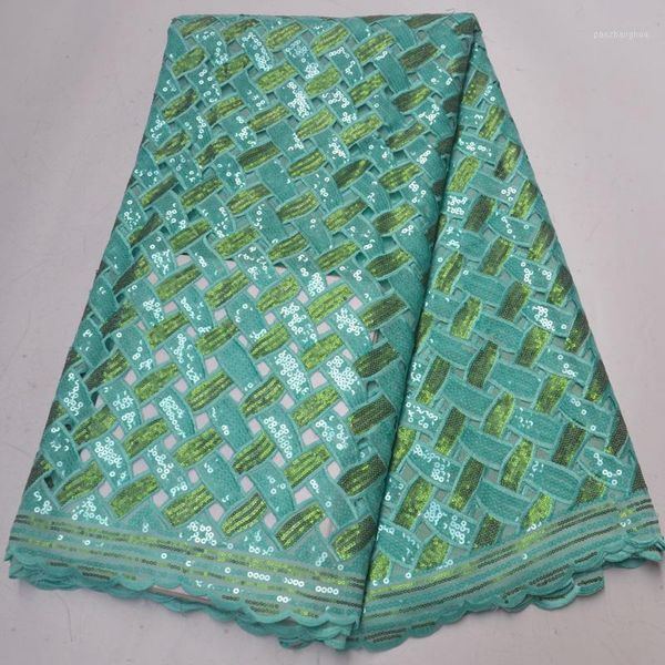 

ribbon 5yards/pc) african handcut organza lace fabric mint green sequins with fully embroidery for party dress op1451, Pink;blue