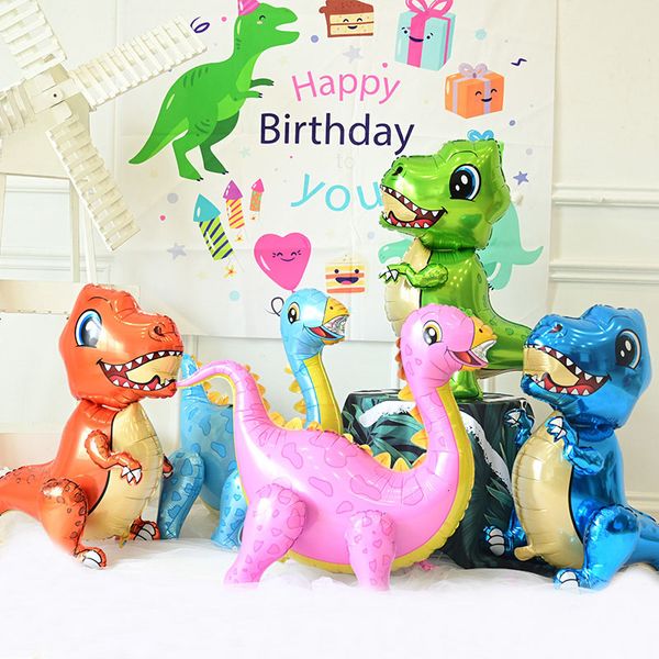 

1pc 4d standing movable dinosaur foil balloons animal ballon boys birthday party jurassic world decor kids toys helium globals