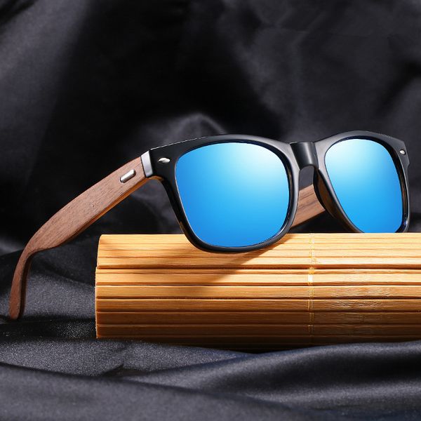 

wood men sunglasses polarized wooden sun glasses for women mirror lens handmade fashion uv400 eyewear accessories m301 + case, White;black