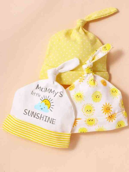 

3pcs baby cartoon graphic hat she02, Yellow