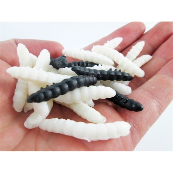 

creative whole person 3cm soft glue simulation maggot white black bug prank toy can be used as fishing bait