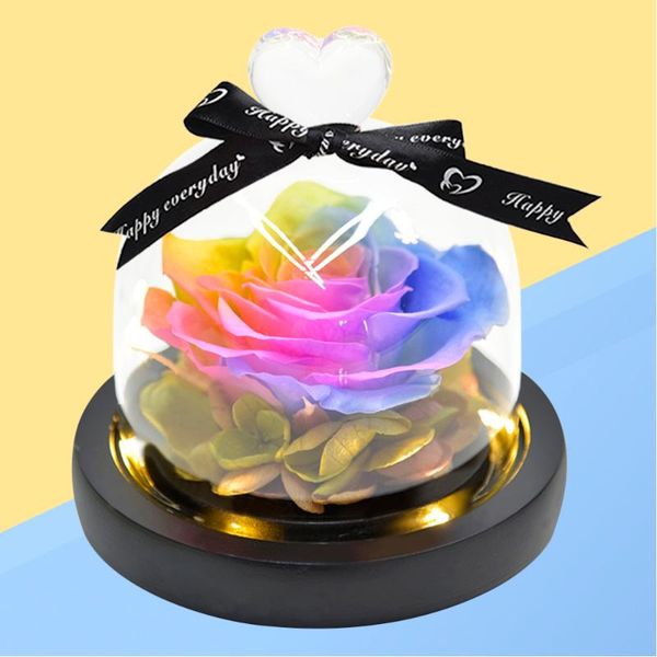 

glowing eternal rose decor glass cover deskadornment home ornament valentine's day gift for women without battery (black