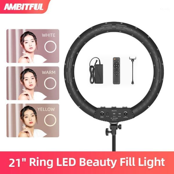 

21" 50w led ring light annular lamp bi-color 3000k-6000k ring lamps + remote control for video youtube ringlight makeup light1