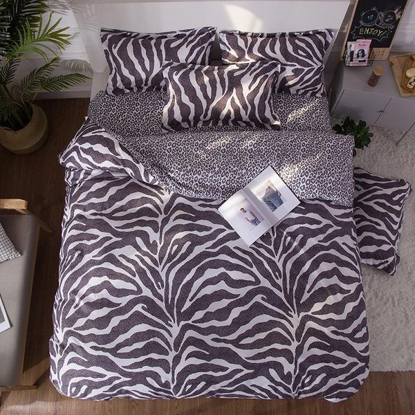 

bedding sets 3/4pcs king size geometric leopard  twin duvet cover pillowcases bed linen black&white clothes