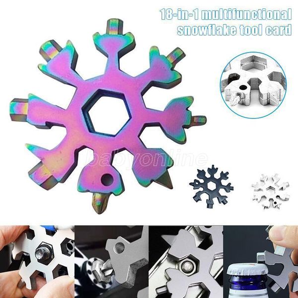 

18 in 1 camp key ring pocket tool multifunction hike keyring multipurposer survive outdoor openers snowflake multi spanne hex wrench fy4321