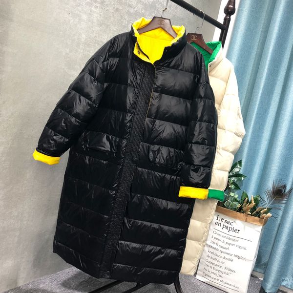 

2021 new female winter 90% white duck down thick jacket parka outerwear black beige m357 olo4