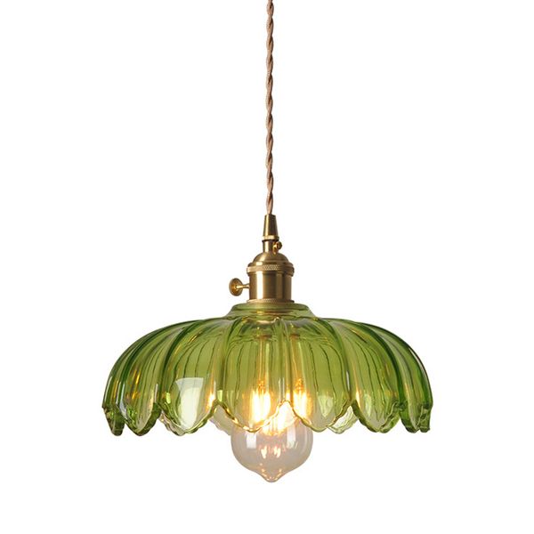 

creative brass green glass pendant lamp nostalgic rural old shanghai style e27 hanging light for home decor l cafe apartment