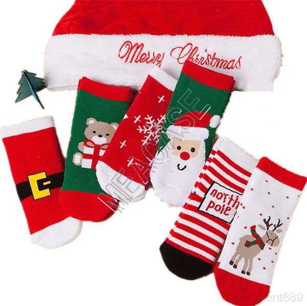 

0-10t kids children terry towel christmas santa elk snowflake print cartoon stockings winter warm baby toddlers xmas socks dhc2184
