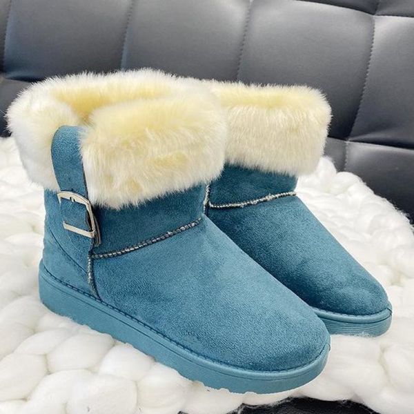 

women ankle boots winter warm slip on snow boots ladies suede casual buckle platform shoes short furry plush woman fashion 2020, Black
