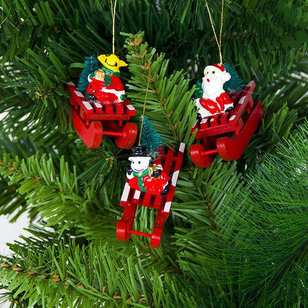 

cute sleigh christmas tree ornaments wooden xmas hanging pendant home decor new years e