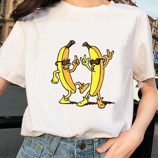 

funny banana print t shirt women o neck summer white tshirt oversize tees plus size women short sleeve t-shirt