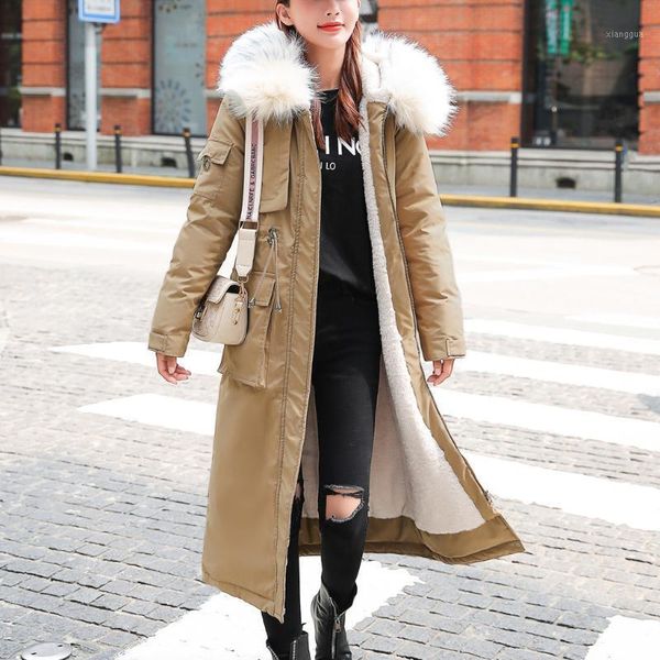 

winter women jacket long hooded 2020 fashion women warm cotton-padded long sleeve parkas coat female button jackets button #9091, Black;brown