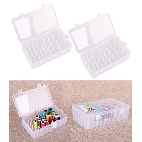 

2pcs thread box empty transparent storage container sewing thread holder, Black