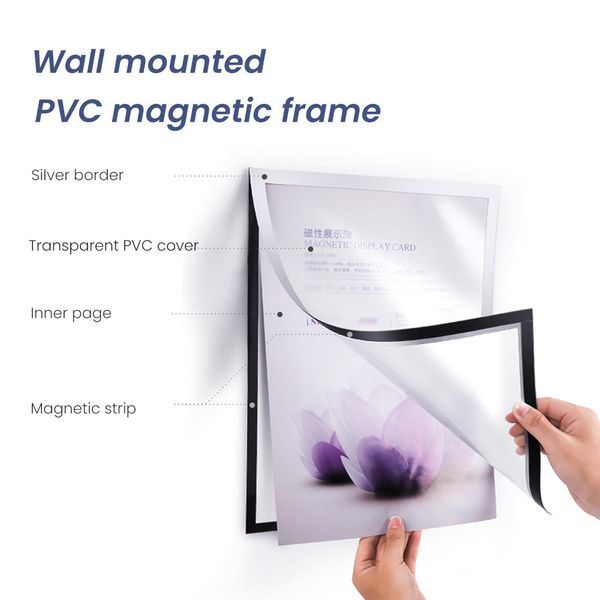 A3 Серебряный магнитный самоклеящийся холодильник Фотографии Photo Picture Picture Frame PVC Рама Офис Аксессуары Дисплей документов