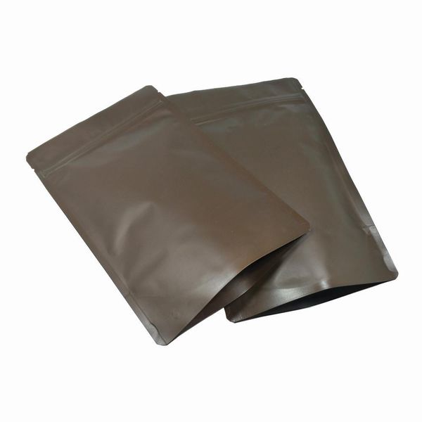 

50pcs lot coffee color matte stand up pure aluminum foil zip lock package bag mylar candy coffee powder storage zipper pouch h bbyybd
