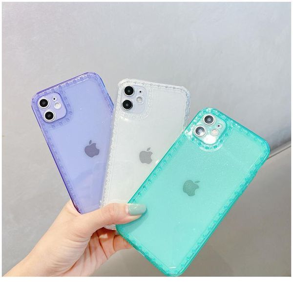 

luxury transparent glitter phone case for iphone 11 pro max x xr xs 8 plus 7 se2 bling soft sile shockpro jllnkt