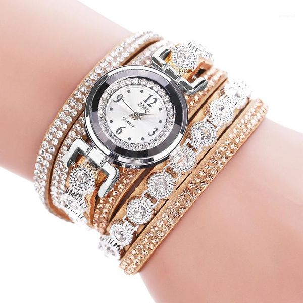 

wristwatches 2021 womans wrist watch clock fashion chimes diamond leather bracelet lady luxury simple women watches relogio feminino #501, Slivery;brown