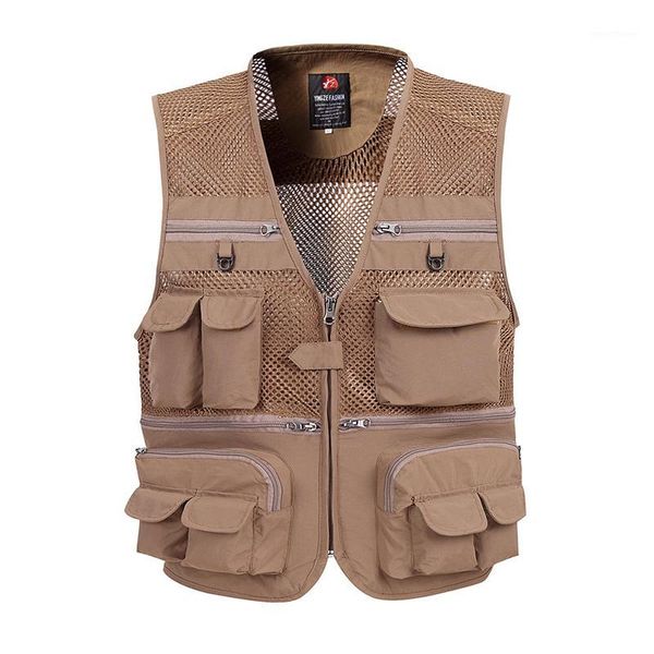 

men large size xl-5xl tactical vest casual vest male multi-pocket fashion waistcoats grid breathable fishing1, White;black
