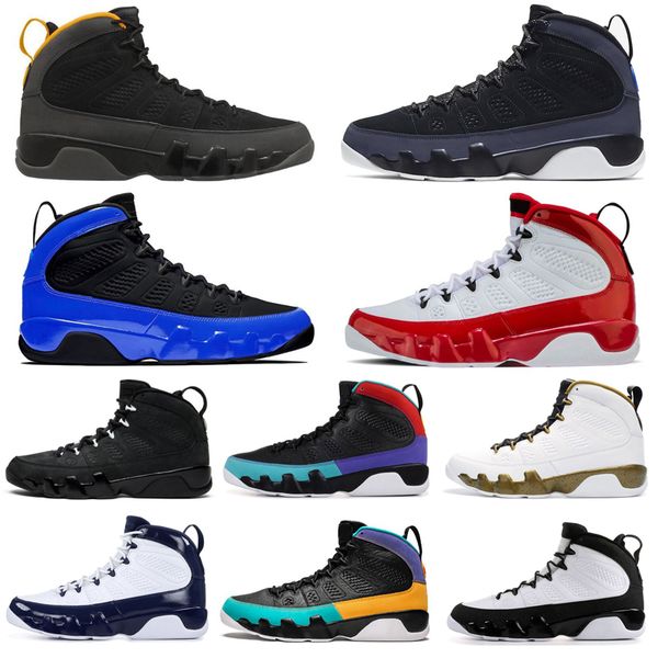 

jumpman 9 9s men basketball shoes racer blue gym red university gold statue classic mens trainers sports sneakers size 7-13