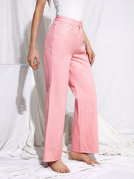 

stone wash middle-waisted straight jeans a0gu#, Blue