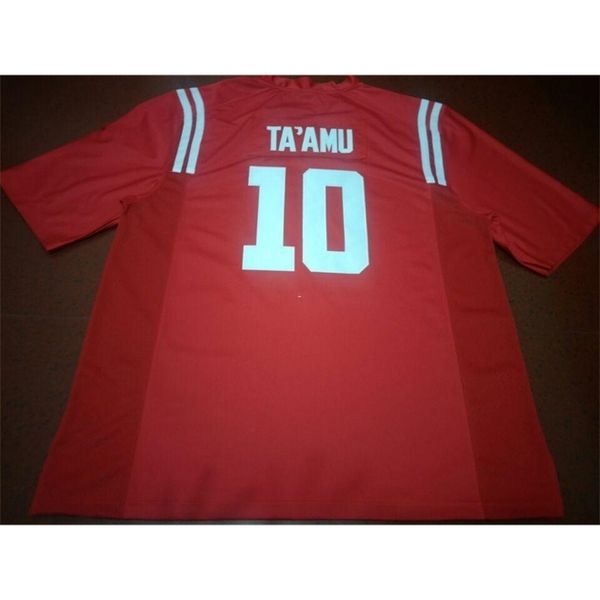

3421 ole miss rebels j. ta'amu #10 real full embroidery college jersey size s-4xl or custom any name or number jersey, Black