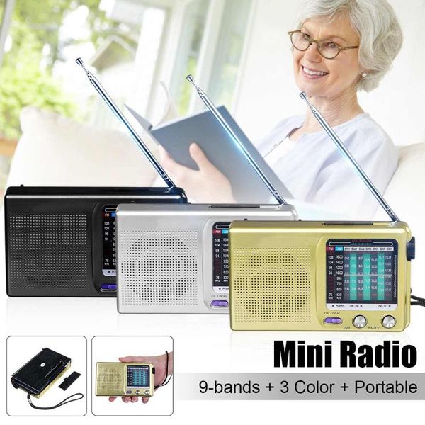

claite 9 bands портативный мини-радио fm mw sw1-7 broadcast receiver динамик для старый мульти диапазона мультимедиа с 3,5 мм разъем для нау