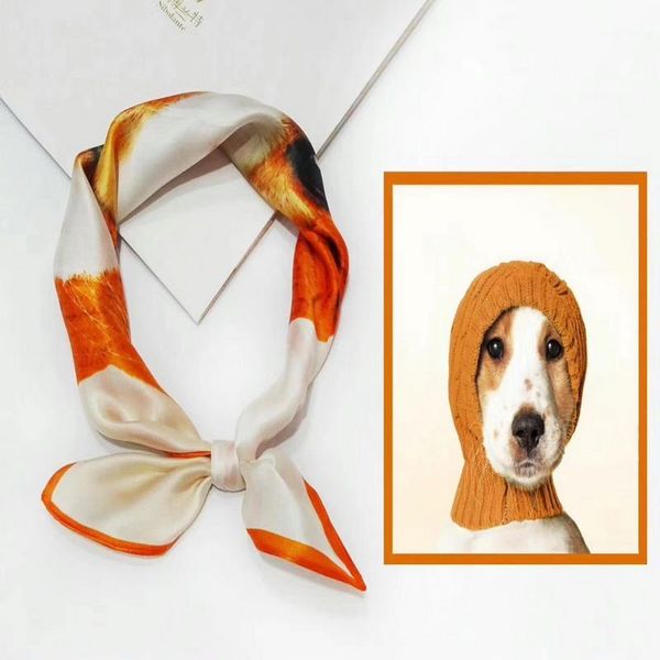 

100% pure silk scarf women child handkerchief cute animal pattern hair scarf neck bandana square silk head headband bandan1, Blue;gray