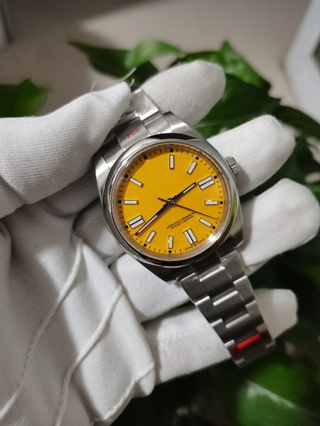 

7 colour 41mm mens watches ew cal.3230 silver yellow black blue green red dial automatic 904l steel men eta luminous waterproof watch, Slivery;brown