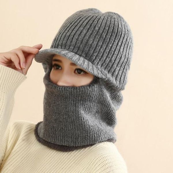 

neck warmer женщины hat cap вязание шарф набор fur шерсть подкладка толстые теплые трикотажные шапочки балаклава зимняя hat cap маска skulli, Black;white