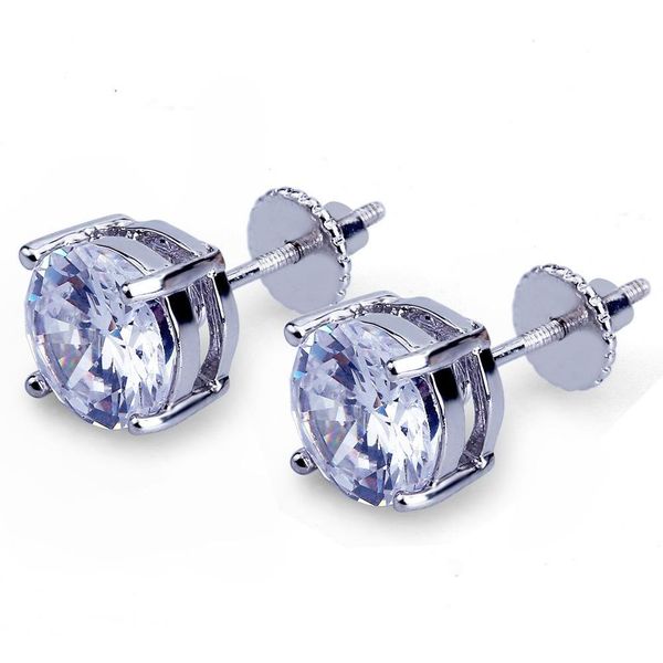 

4mm 6mm 8mm hip hop gold plated round full cz stud earring of mens womens stud earrings with zircon stone wome jllbzt home003, Golden