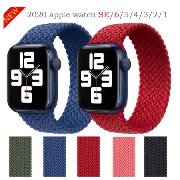 

watchbands for apple watch se series 6 bands 40mm 44mm woven solo loop braided strap for iwatch 5/4/3/2 38mm 42mm accessories