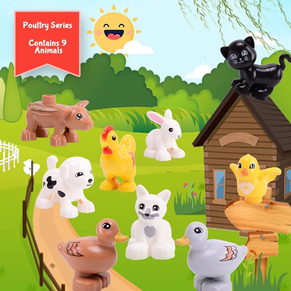 

duploed animals farm big building blocks compatibel with duploe series toys for childrens kids party gift