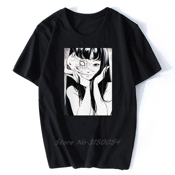 

sport japanese anime cotton t shirt men junji ito tees horror manga man short streetwear harajuku men's t-shirt tees kawaii
