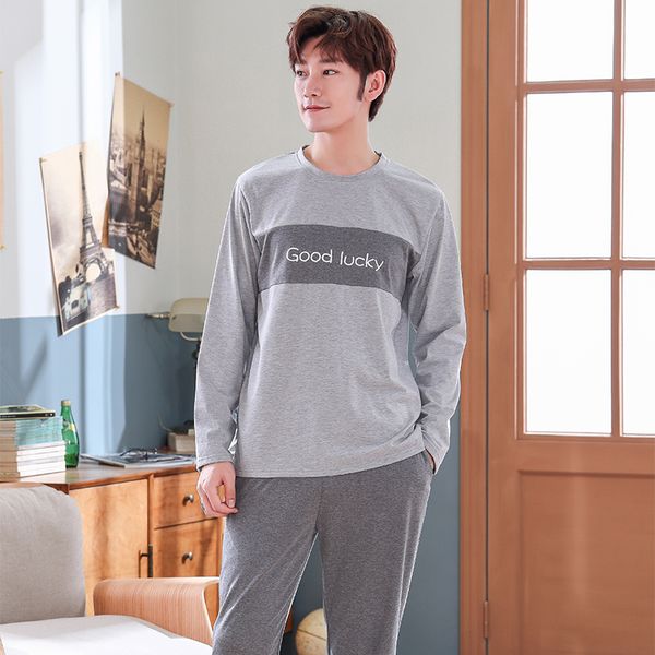 

melifle autumn pure gray pajamas set for men 100% cotton atoff home satin soft sleepwear winter warm silk lounge male nightwear lj201112, Black;brown
