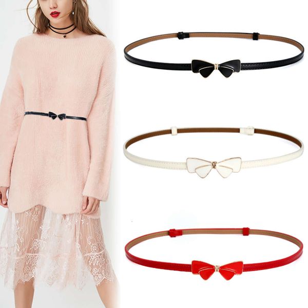 

thin leather women's belt simple versatile korean fashion with sweater coat waist decoration skirt, Black;brown