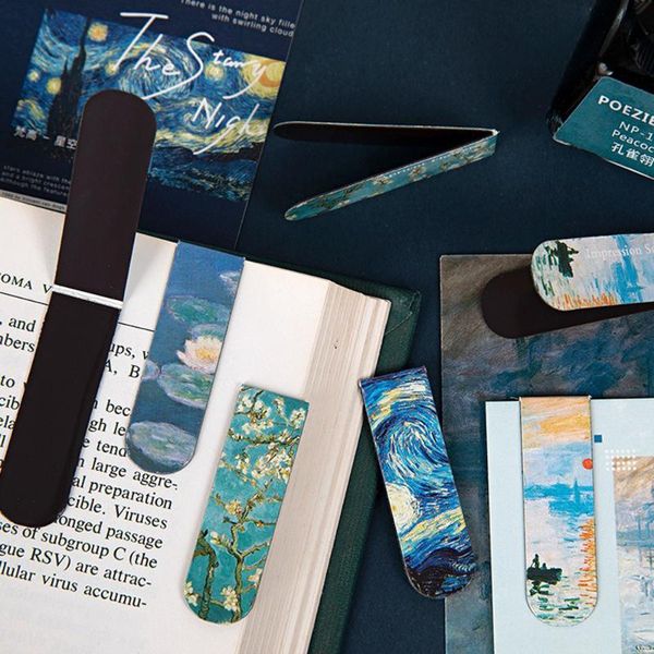 

1pcs creative magnetic bookmarks van gogh literature art series diy decoration books mark page stationery student office supply