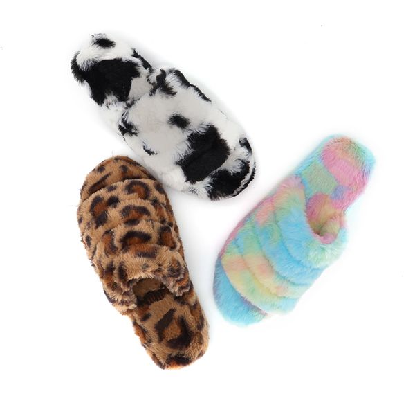 

plush slippers fluffy online fashion rainbow section plush slippers women cotton slippers many color for sale, Black