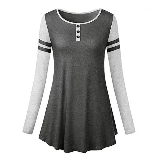 

women autumn long sleeve o-neck patchwork button pleated t-shirt female casual streetwear tshirts ws9753a1, White