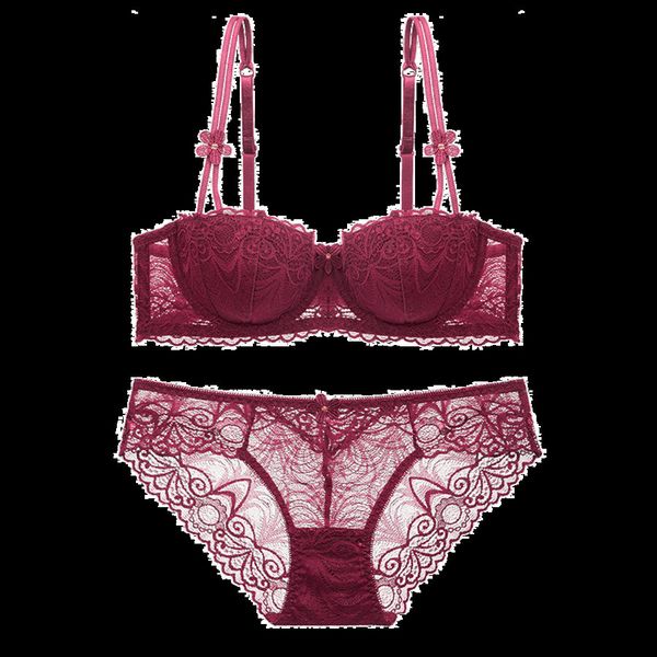 

2021 explosion models fashion women bras and panty girls cotton lace push up bra set ladies solid color underwear, Red;black