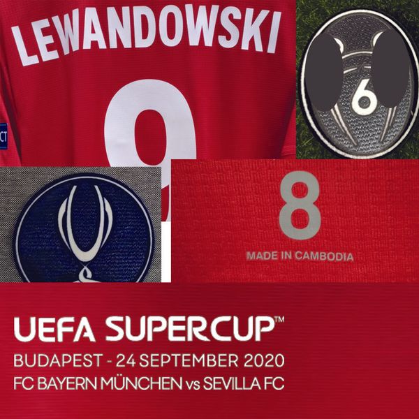 

2020 super cup final lewandowski match worn player issue maillot shirt muller kimmich martinez american college football wear, Black