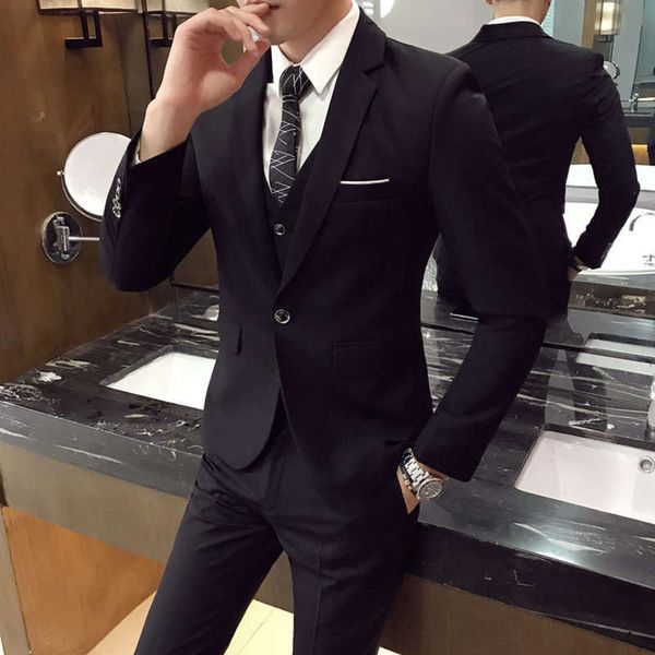 

solid color business fashion one button men's suit actor costume party dress, White;black