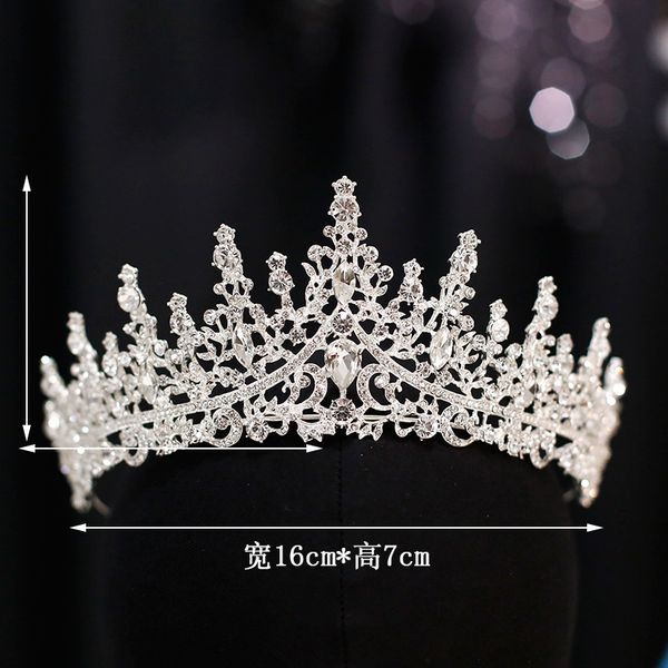 

european luxury bridal headdress exquisite atmosphere queen's zircon crown wedding dress accessories, Silver