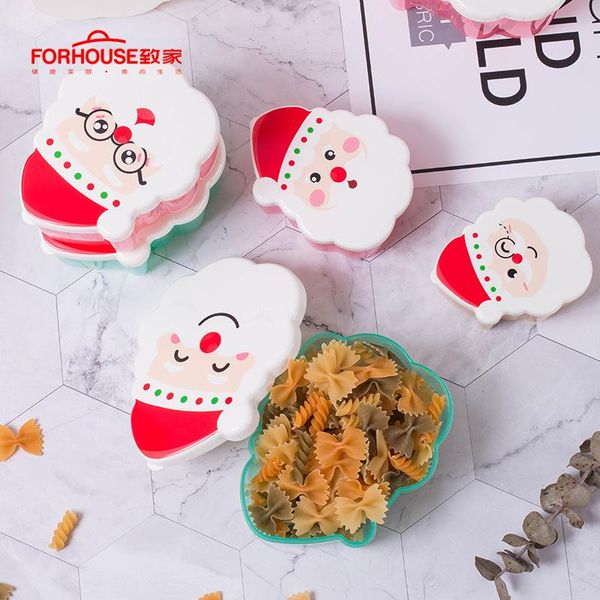 

4pc set santa claus portable lunch box microwave oven bowl round bento box eco friendly food storage container lunchbox qylpxz mywjqq