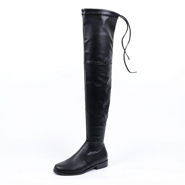 

2020 новых женщин высокие сапоги stretch для slim женщин в более-колено-сапоги плоский высокие сапоги дамы осень зима длинные обувь черный, Black