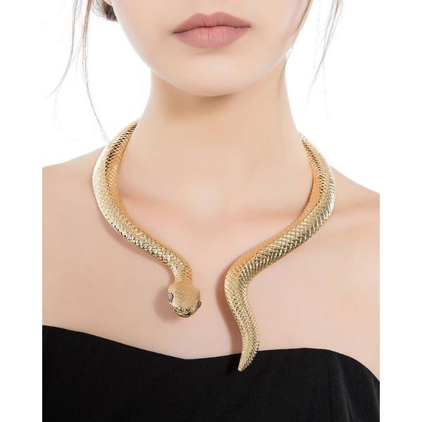 

chokers fashion snake shape choker hip hop clavicle chain female collar jewelry party accessories women's silver gold color necklace, Golden;silver
