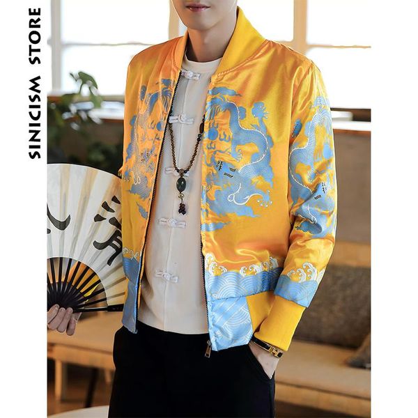 

sinicism store bomber jackets man 2020 mens streetwear dragon print jackets and coats male chinese style fahions windbreaker, Black;brown