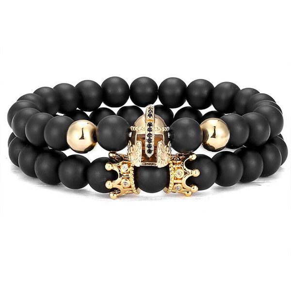 

new fashion black stone beads rock helmet men's beaded roman knight spartan warrior gladiator beads yoga elastic bracelet bbyfte alice
