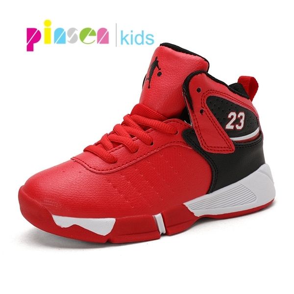 

2020 brand boys basketball kids sneakers outdoor big children non-slip running footwear basket sport shoes c1002, Black;red