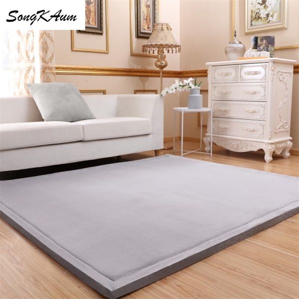 SongKAum Pile corallo Addensare Grandi tappeti Solido semplice bambino Tatami antiscivolo personalizzabile Tappeti Camera da letto Home Lving Room Rug 201225