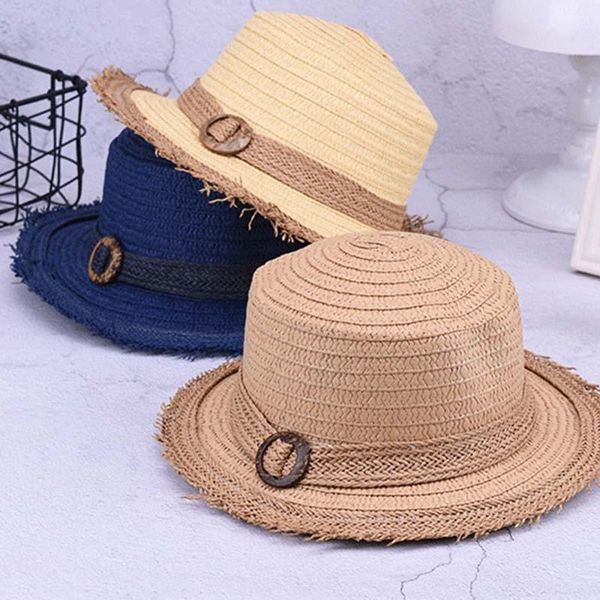 

summer beach caps flat edge grass straw hat female straw cap sun hat wild design neutral cap sun beach, Black;white